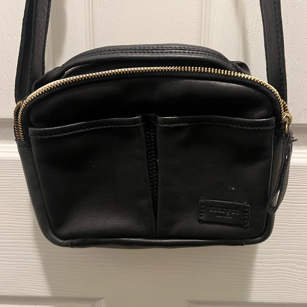 Margot Black Leather Crossbody Bag
